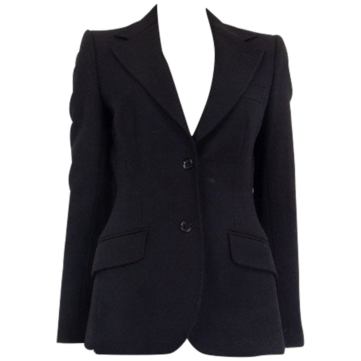 Dolce and Gabbana Black Wool Long Blazer with Embroidery For Sale at ...