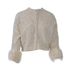 Sequined Cardigan with Mnk Cuffs