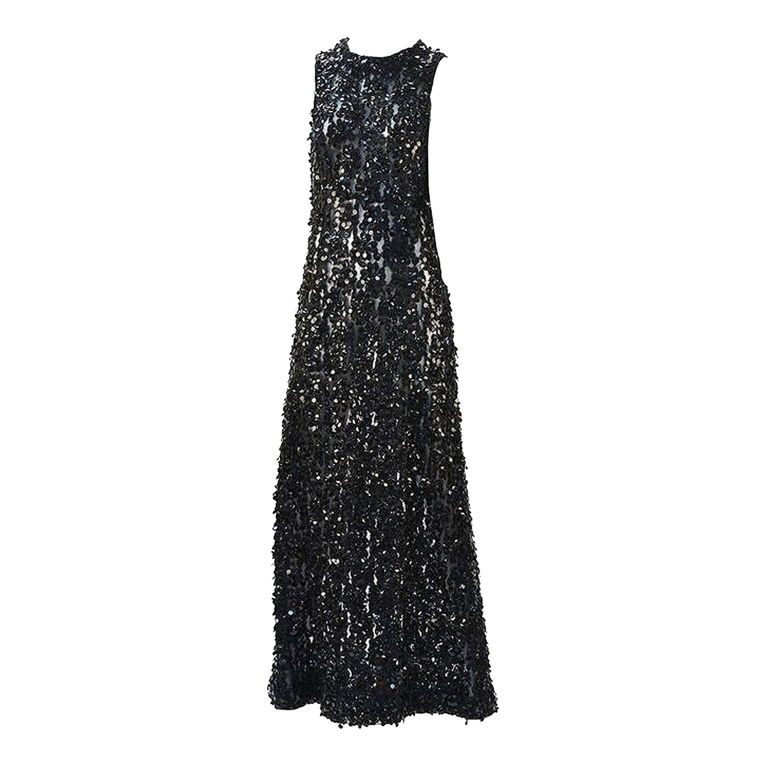 1960s Mignon Black Sequin Dress 