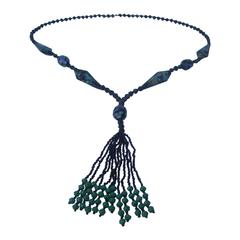 Art Deco Glass Beaded Sautoir Necklace c 1930s