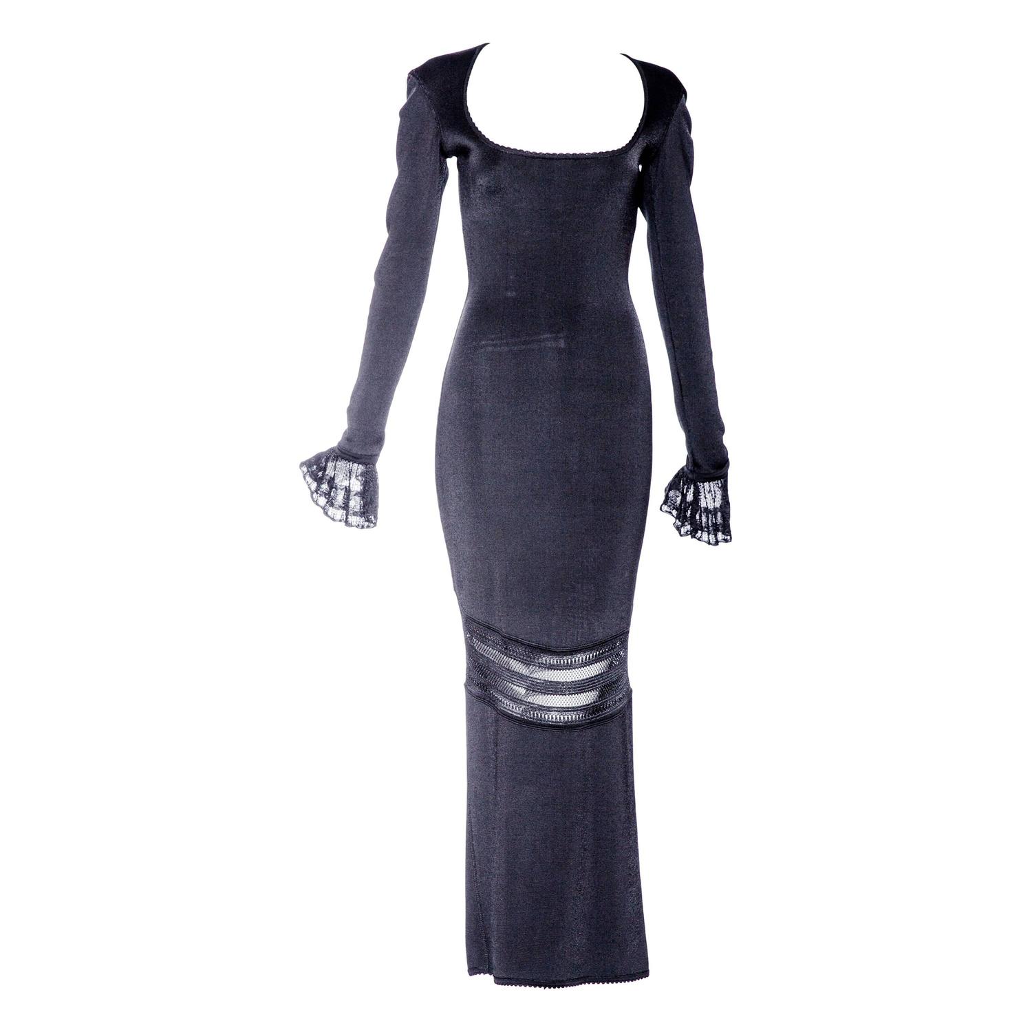 ALAIA black knit long sleeve dress For Sale at 1stdibs