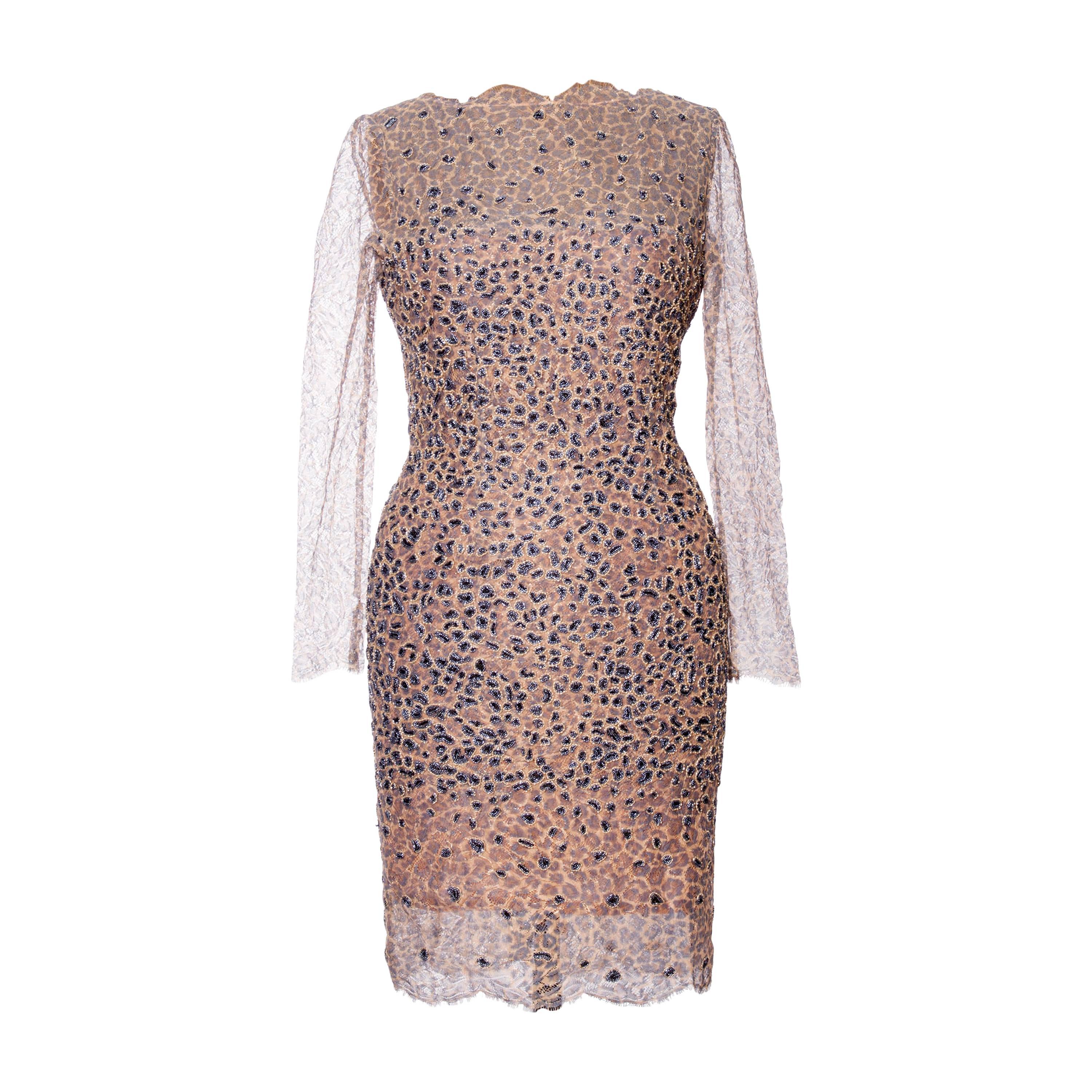 1960s Pierre Balmain Haute Couture Lesage Embroidered Lace Dress