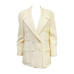 Chanel 1997 Cruise Collection Ivory Wool Boucle Double Breasted Jacket