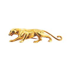 CARTIER 18K Gelbgold Grün Smaragd Auge Onyx Nase Jaguar Panther Pin Brosche