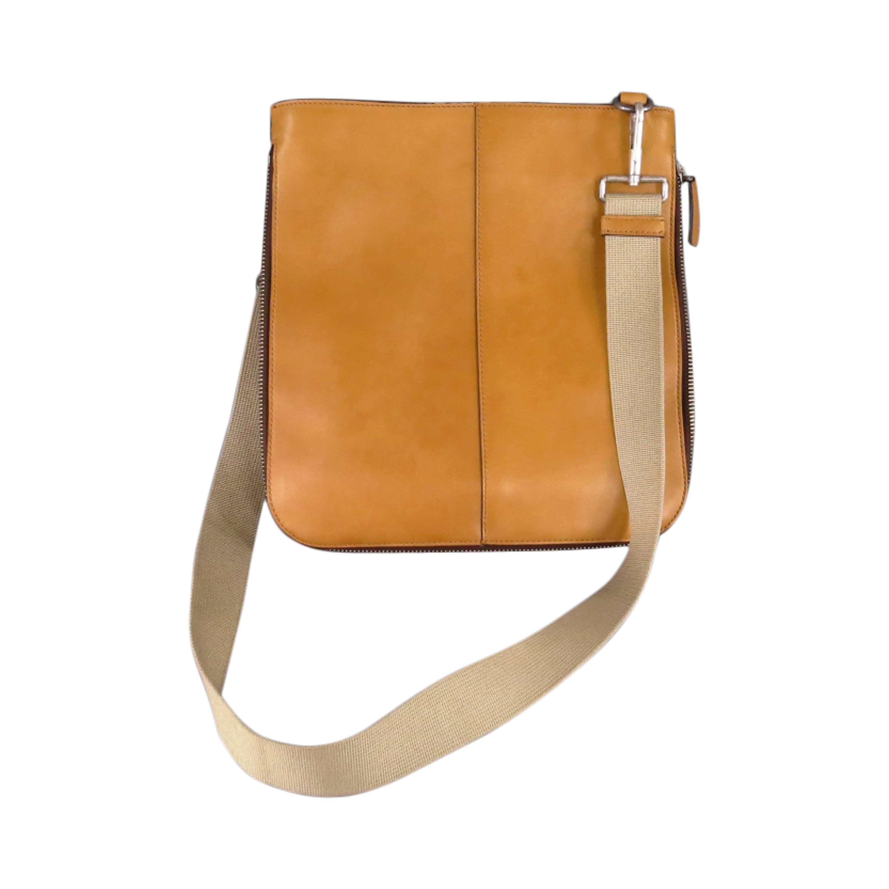YVES SAINT LAURENT Tan Leather Messanger Shoulder Bag