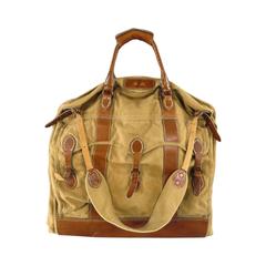 RRL by RALPH LAUREN Olive Khaki Canvas Leather Trim Garment Bag
