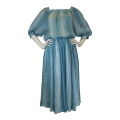 Retro Jean Patou Silk Chiffon Print Dress