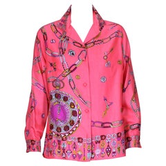 Italian Silk Watch Print Blouse