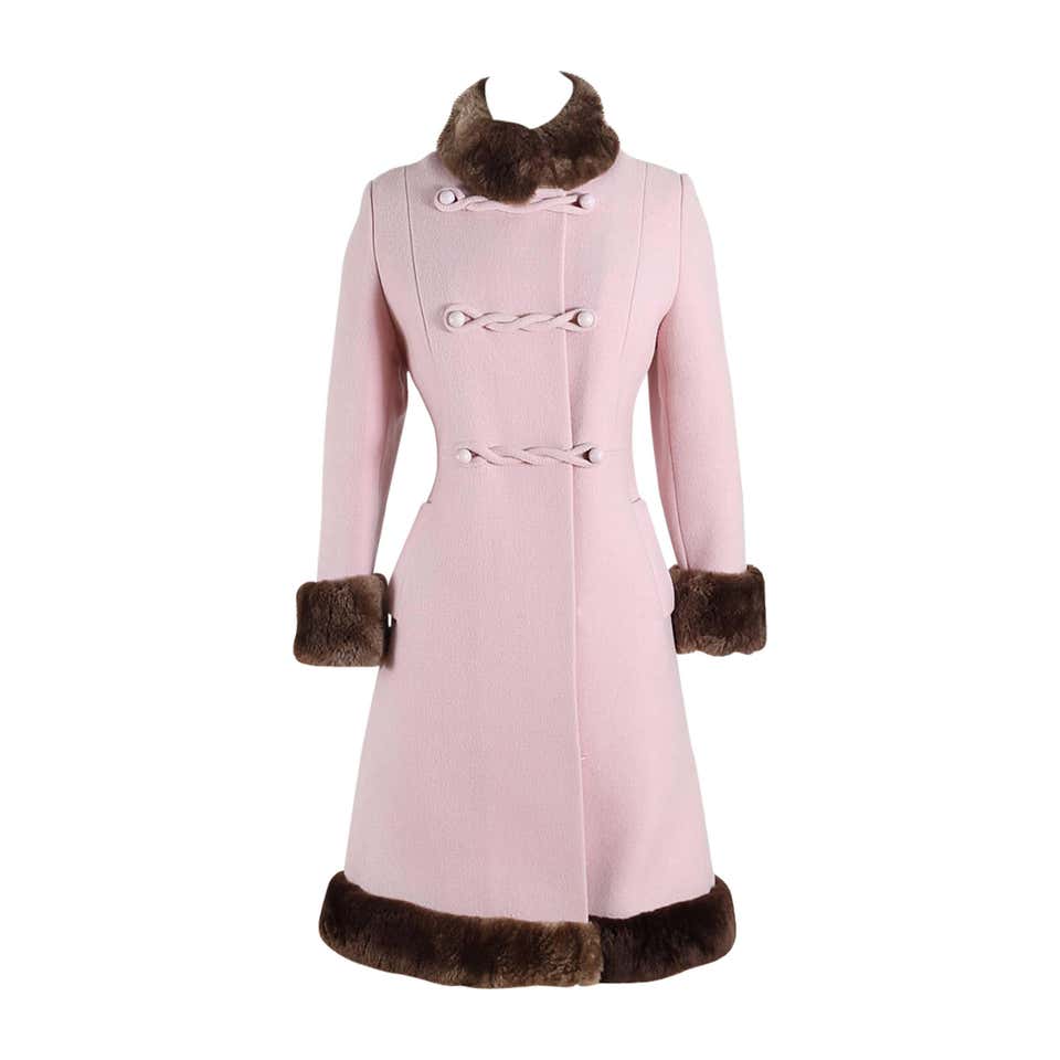 Vintage 1960s Pink Wool Mouton Fur Coat at 1stDibs | mouton coats