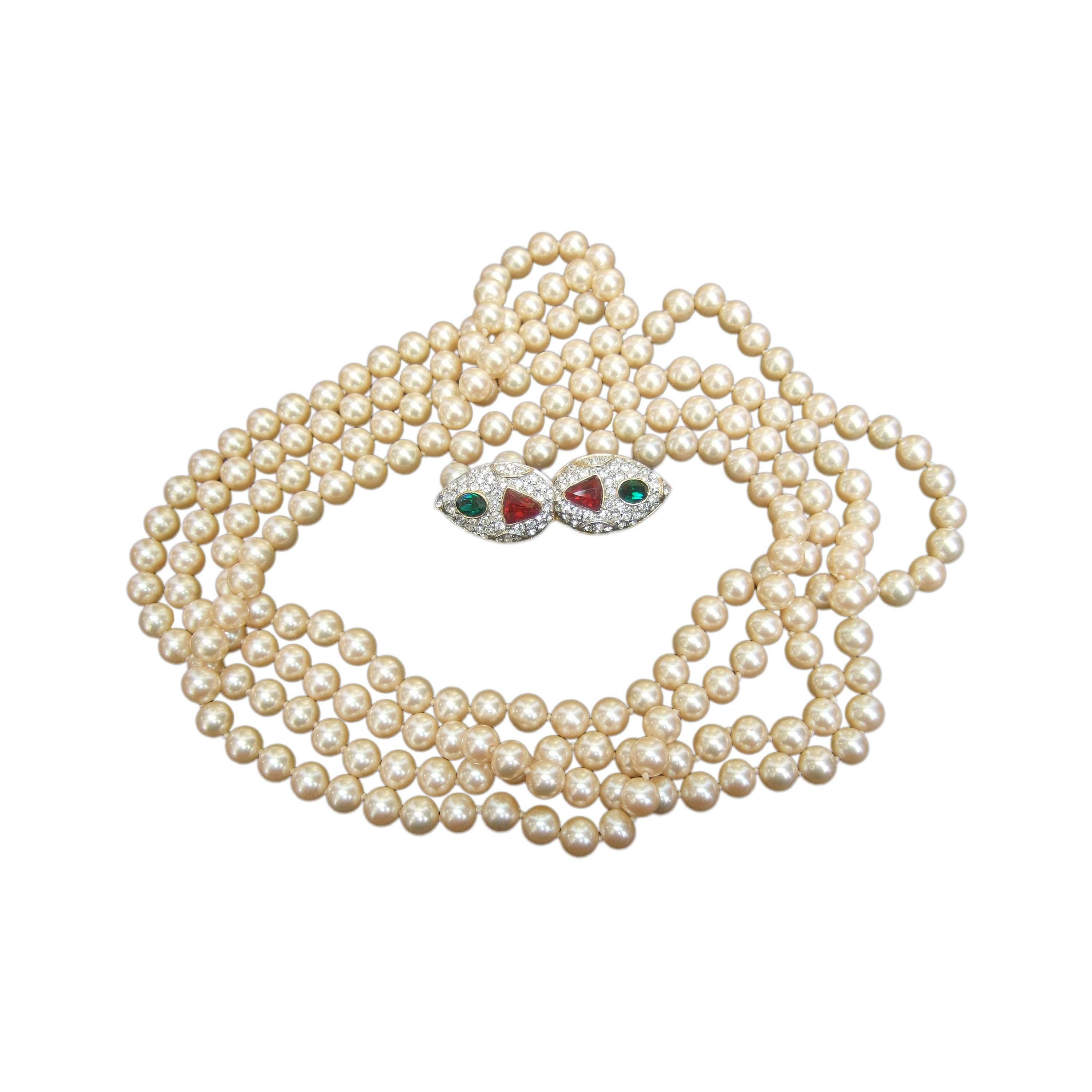 Opulent Opera Length Glass Pearls by Les Bernard 