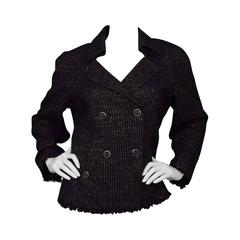 Chanel Purple Cotton & Wool Double Breasted Jacket sz 48
