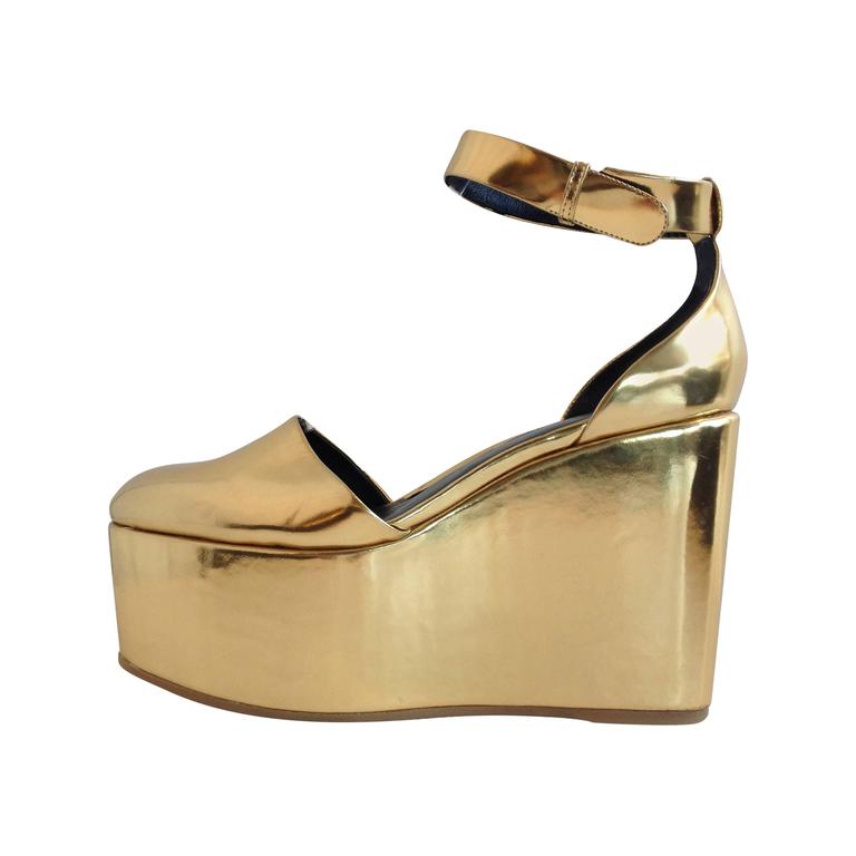 Celine Gold Metallic Platform Sandals at 1stDibs | metallic gold ...