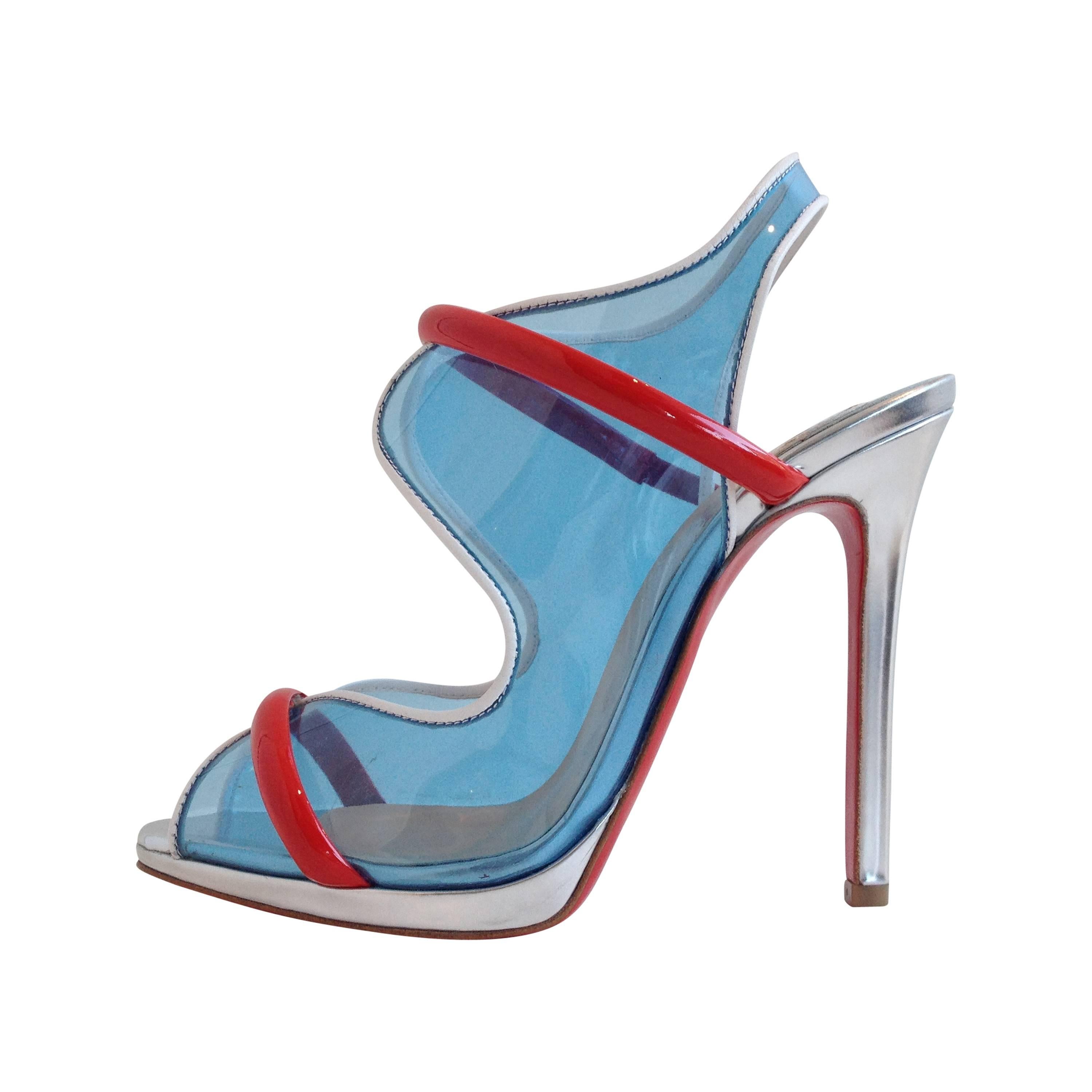 Christian Louboutin Translucent Blue Heels Size 36.5 (6) For Sale