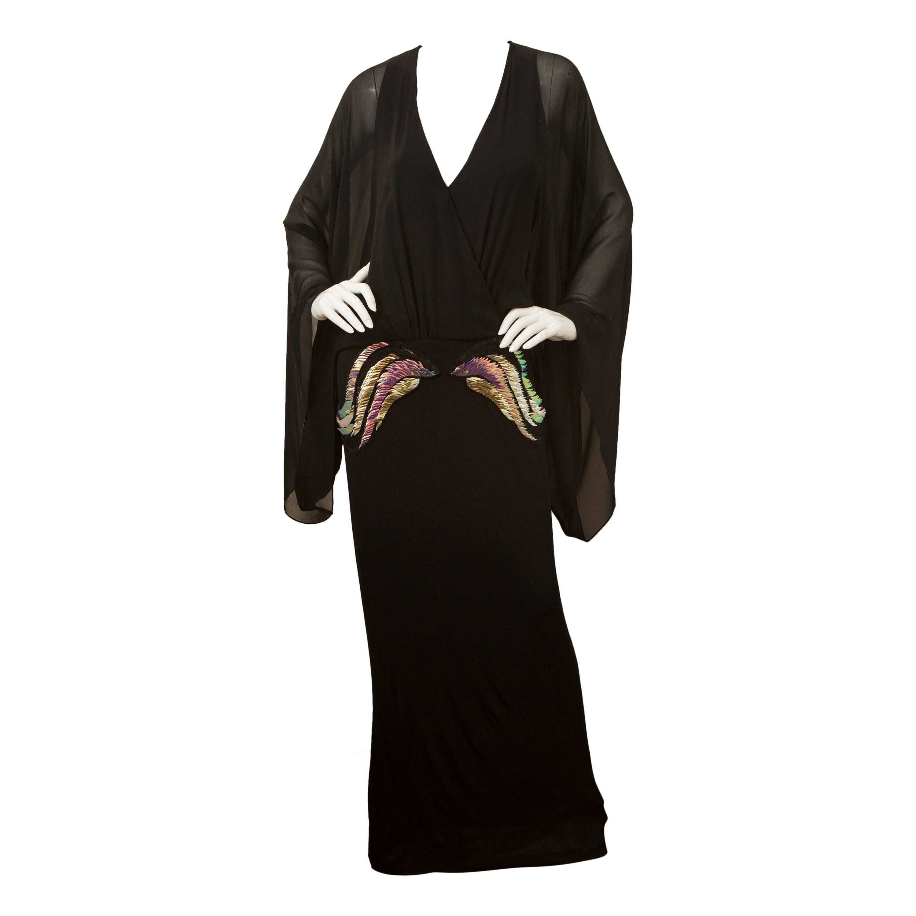Gucci Black 'Butterfly Winged' Sleeve Gown