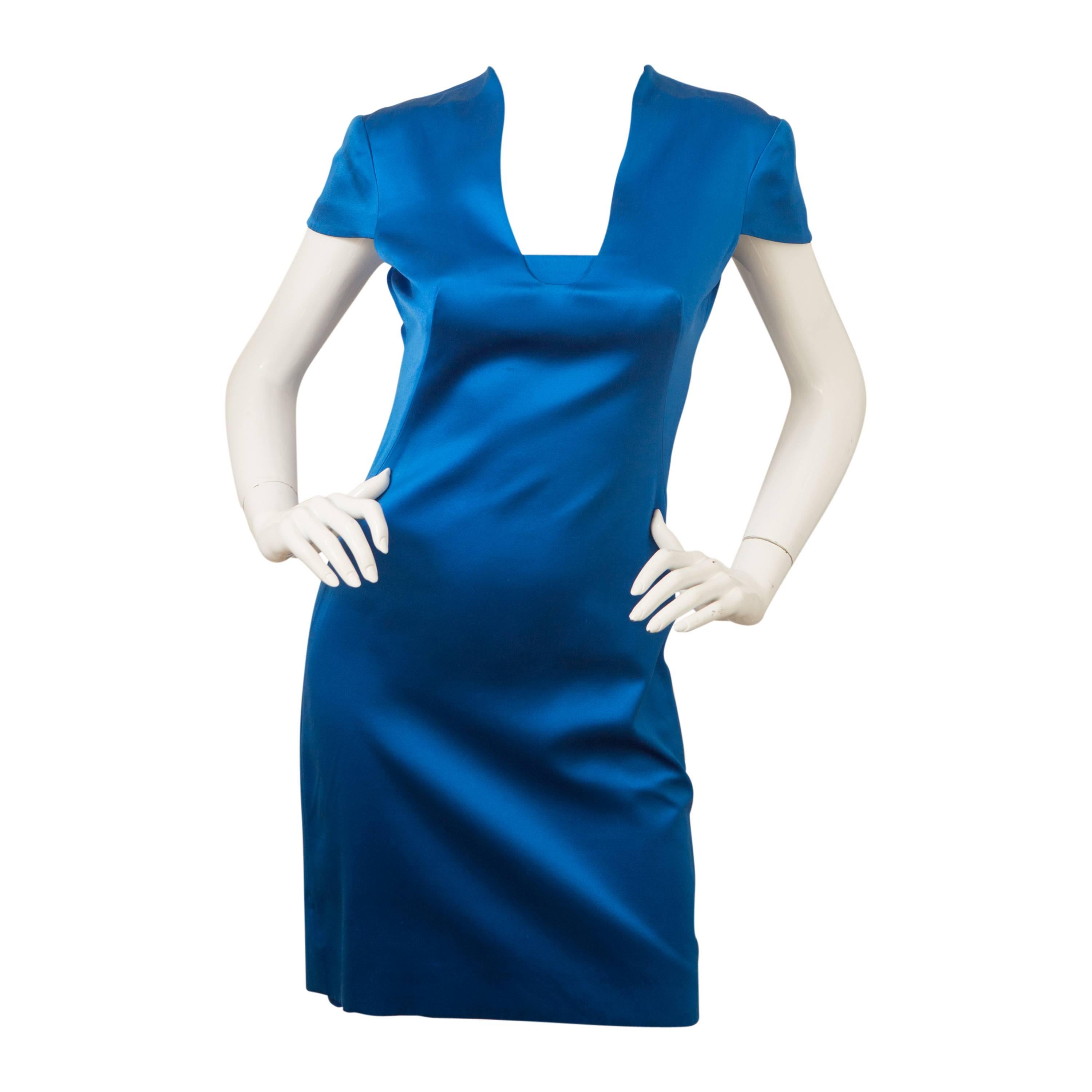 Alexander McQueen Royal Blue Short Sleeve Dress For Sale