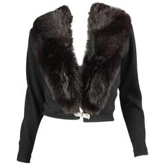 Vintage 1950's Cardigan with Luxurious Fur Collar