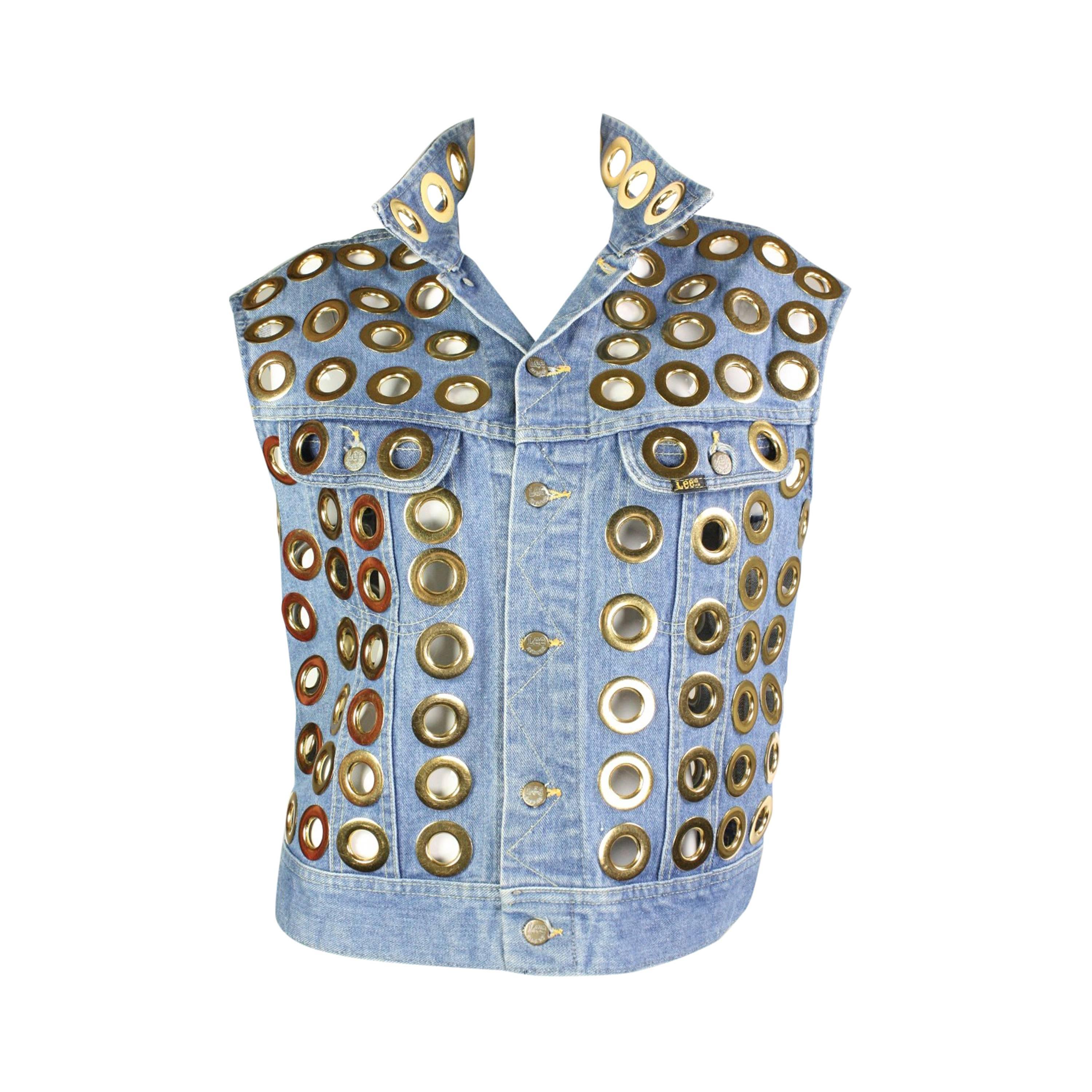 1980's Fred Hayman Denim Vest with Large Grommets