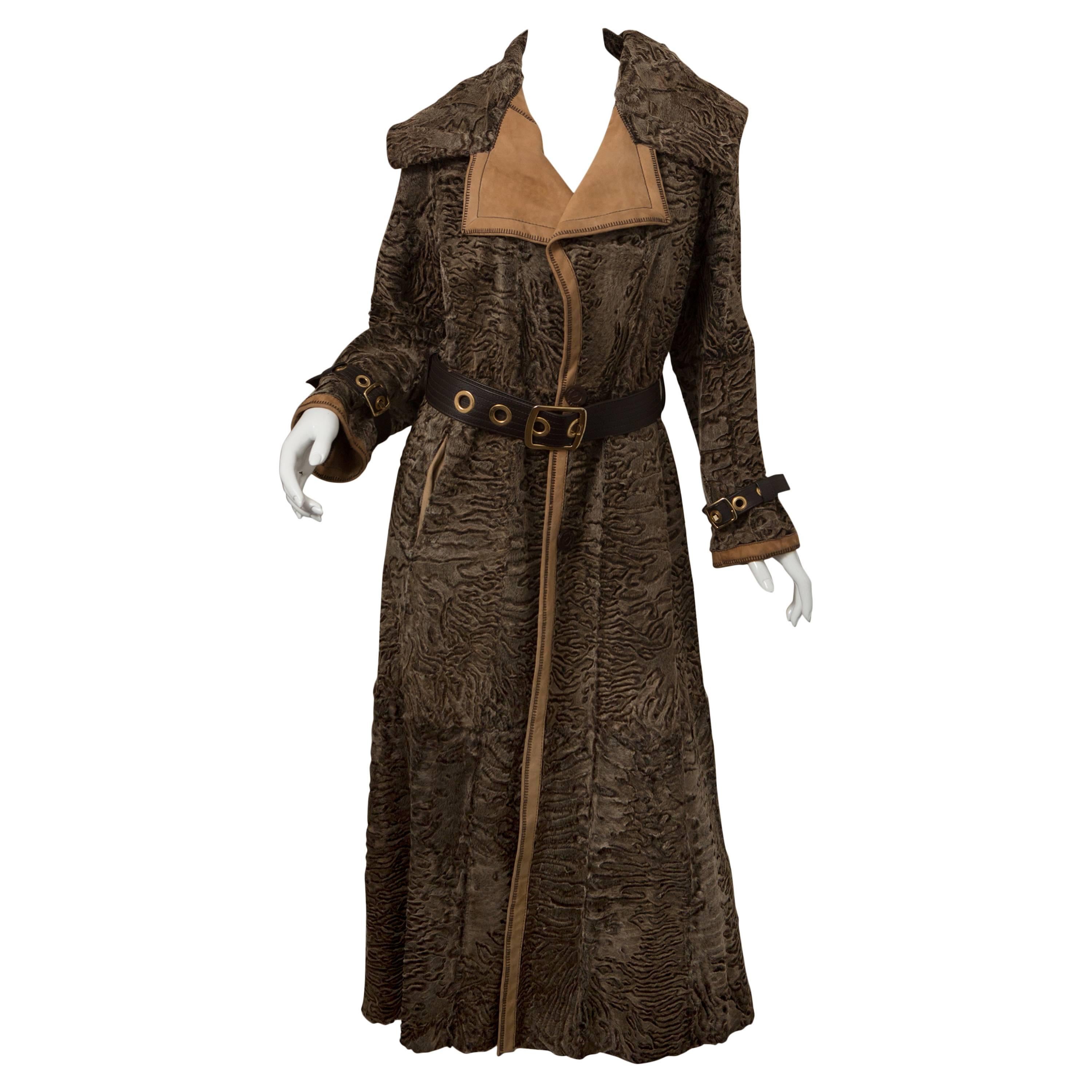 Giuliana Teso Broadtail Coat With Belt And Gold Hardware