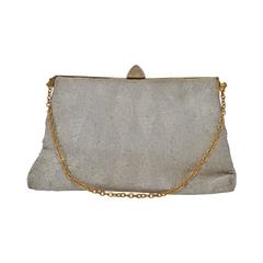 Vintage Pale Silver Micro Beaded Evening Bag