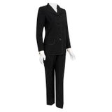 Vintage 1968 Yves Saint Laurent Le Smoking Tuxedo Black Gabardine Pant Suit  at 1stDibs