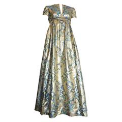 1960's MALCOLM STARR Colinda golden brocade evening gown dress