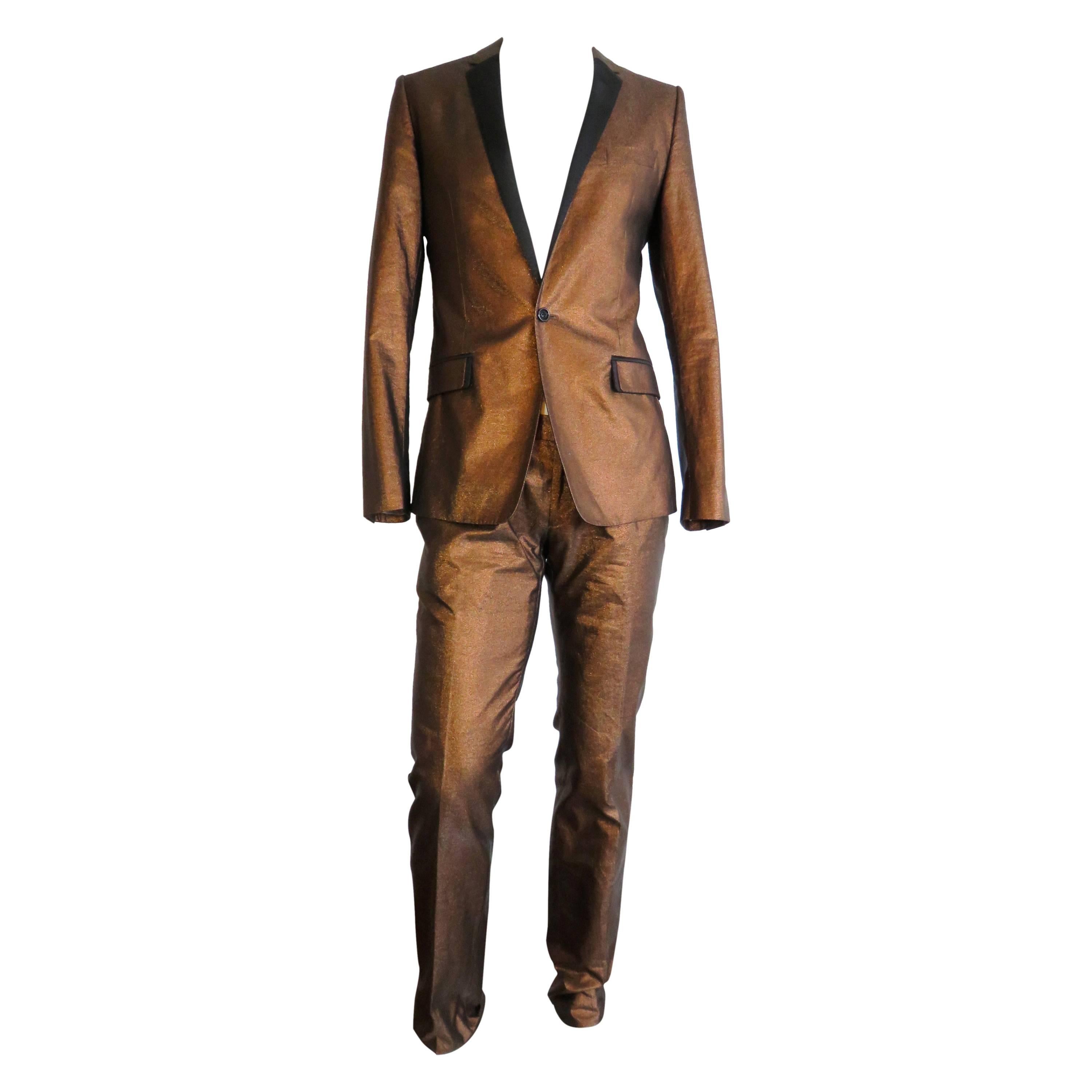DOLCE & GABBANA Men's Metallic bronze tuxedo suit