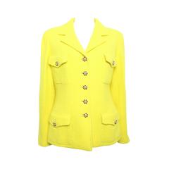 Vintage Chanel Gripoix Yellow Wool Tweed Jacket