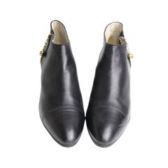 Vintage Chanel Black Leather Ankle Boots