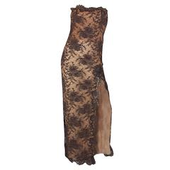 1980s Beaded Lace & Silk John Anthony Strapless Dress 2