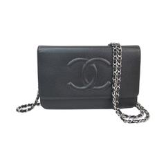 Chanel Black Caviar Leather WOC Wallet on a Chain 