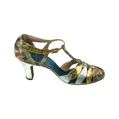 Art Deco Lame and Gilt Kid Evening Shoes