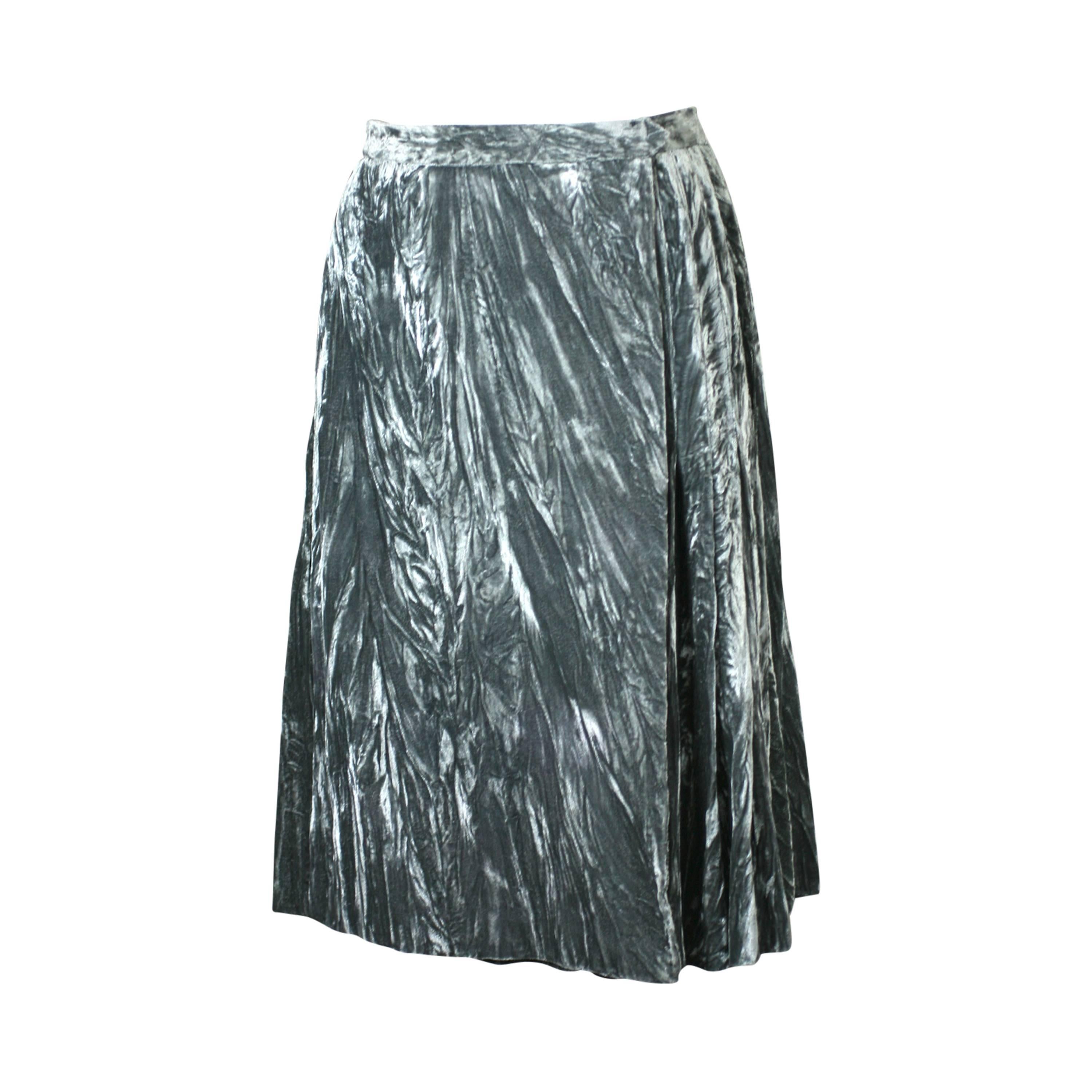 Yves Saint Laurent Crushed Panne Velvet Mini Kilt