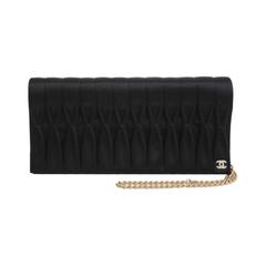 Chanel Black Satin Single Flap with Gold Chain Evening Shoulder Flap Bag