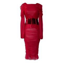Tom Ford Bergdorf Ad Campaign Cherry Red Ruched Evening Dress 1