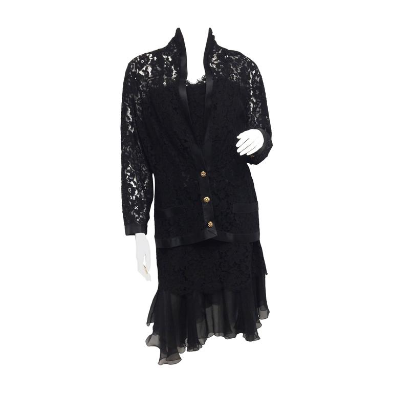chanel black lace dress