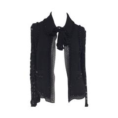 CHANEL Black Tweed and Lace Beaded Jacket 09C Size 38