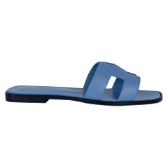 Hermes Oran Sandal Limited Edition Blue Bleuet Calfskin 37
