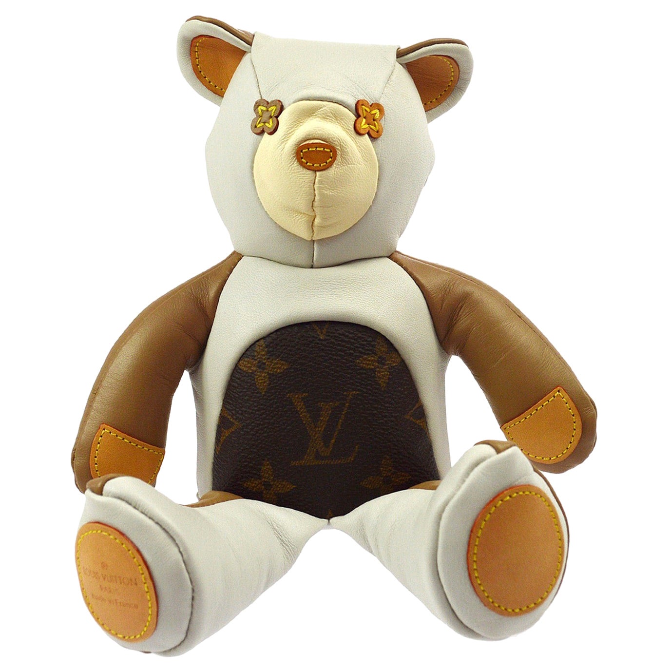 Louis Vuitton Ivory Brown Monogram Canvas Leather Toy Novelty Puppy Pet