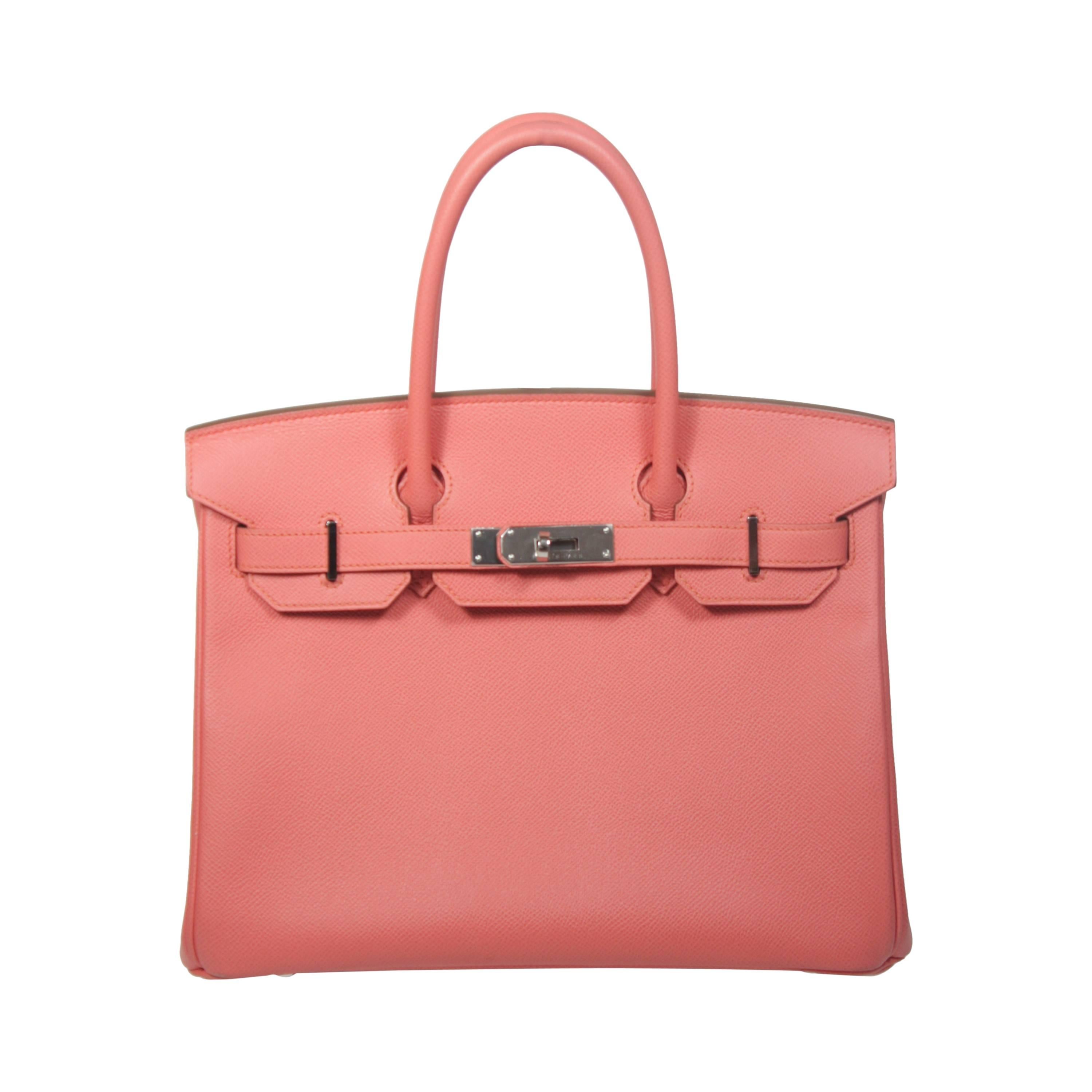 HERMES Birkin 30 Bag Rose Jaipur Pink Clemence Palladium Hardware