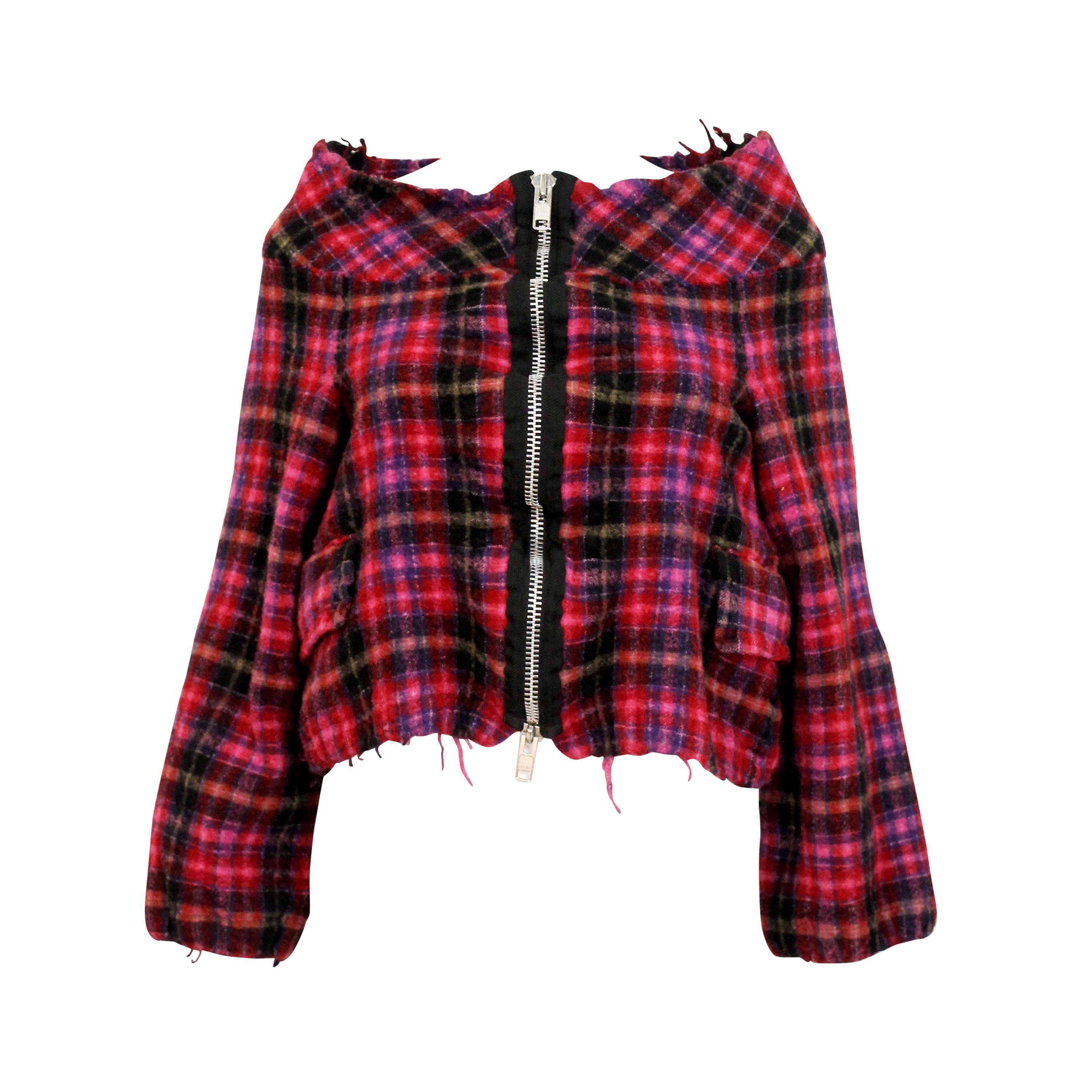 Comme des Garcons tricot Pink Checked Cropped Jacket c.1994 For Sale