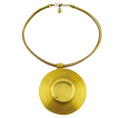 Lanvin Vintage Gold Modernist Choker Necklace