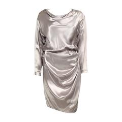 Retro Yves Saint Laurent Silk Satin Draped Dress - 1980s