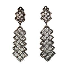 Rhodium & CZ FIligree Clip Earrings