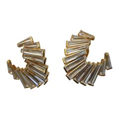 Baguette Crescent Clip Earrings