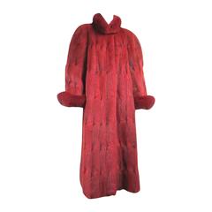 Oscar De La Renta Red Sheared Mink & Fox Full Length Coat 4