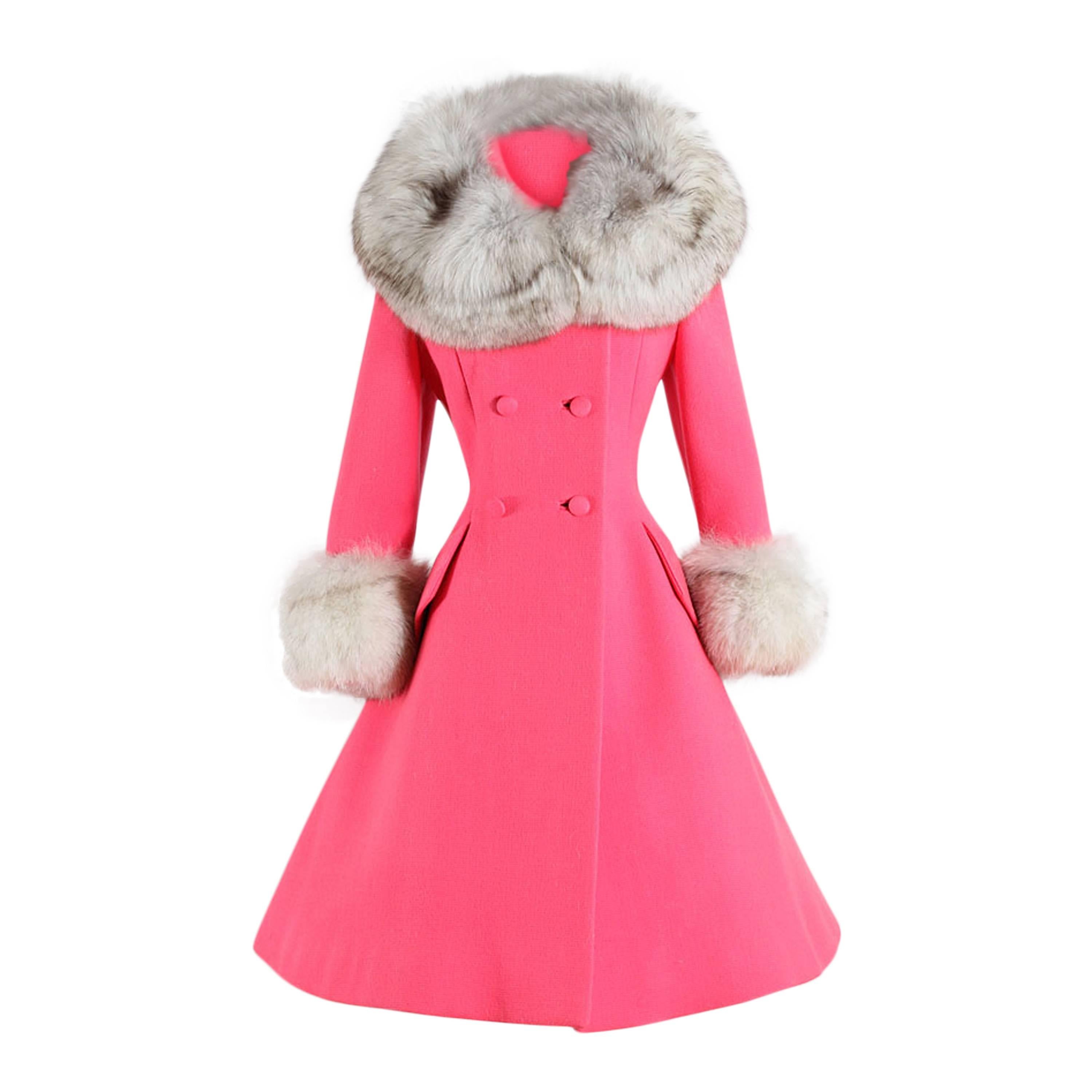 Vintage 1960s Pink Fox Lilli Ann Princess Coat