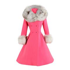 Retro 1960s Pink Fox Lilli Ann Princess Coat