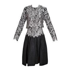1980s Silver Lace and Black Organza Geoffrey Beene Dress For Sale at ...