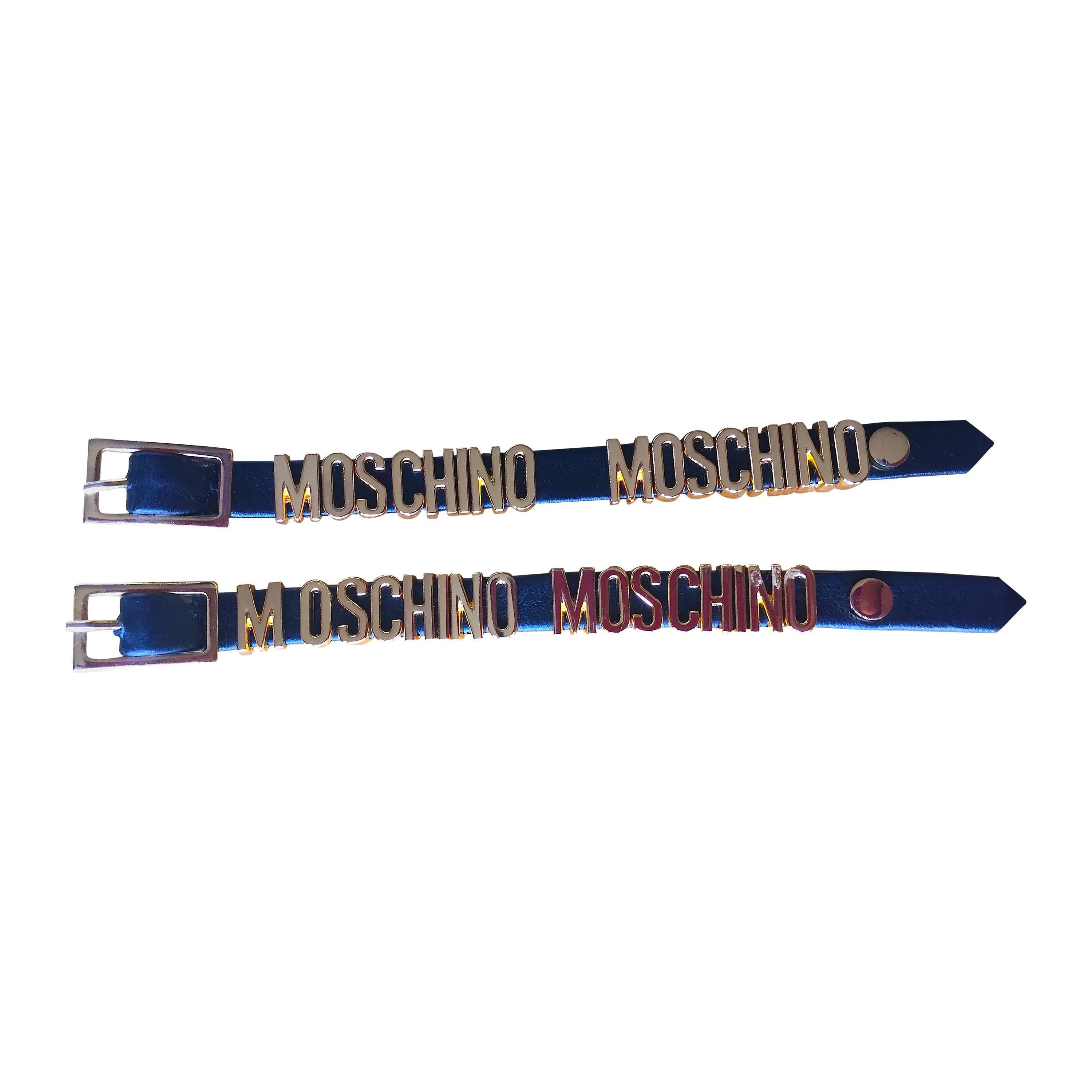 Moschino Shoulder Dusting Leather Logo Earrings