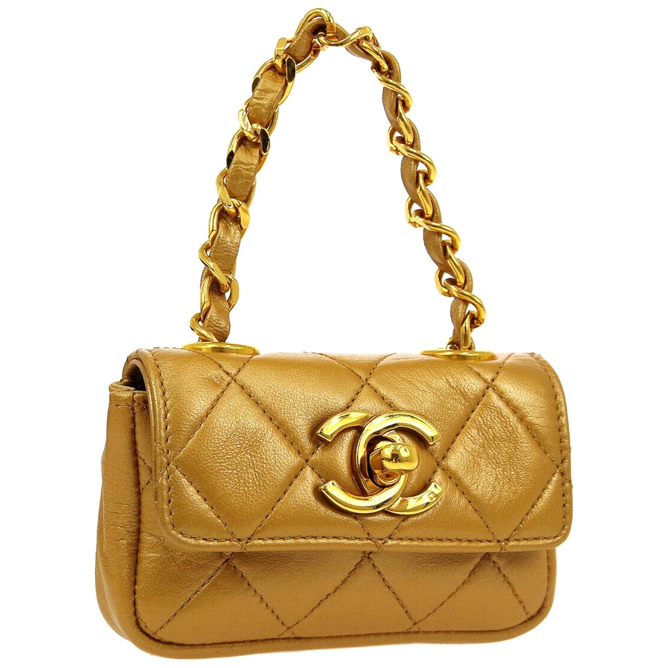 Chanel Quilted Handbag Gold Chain